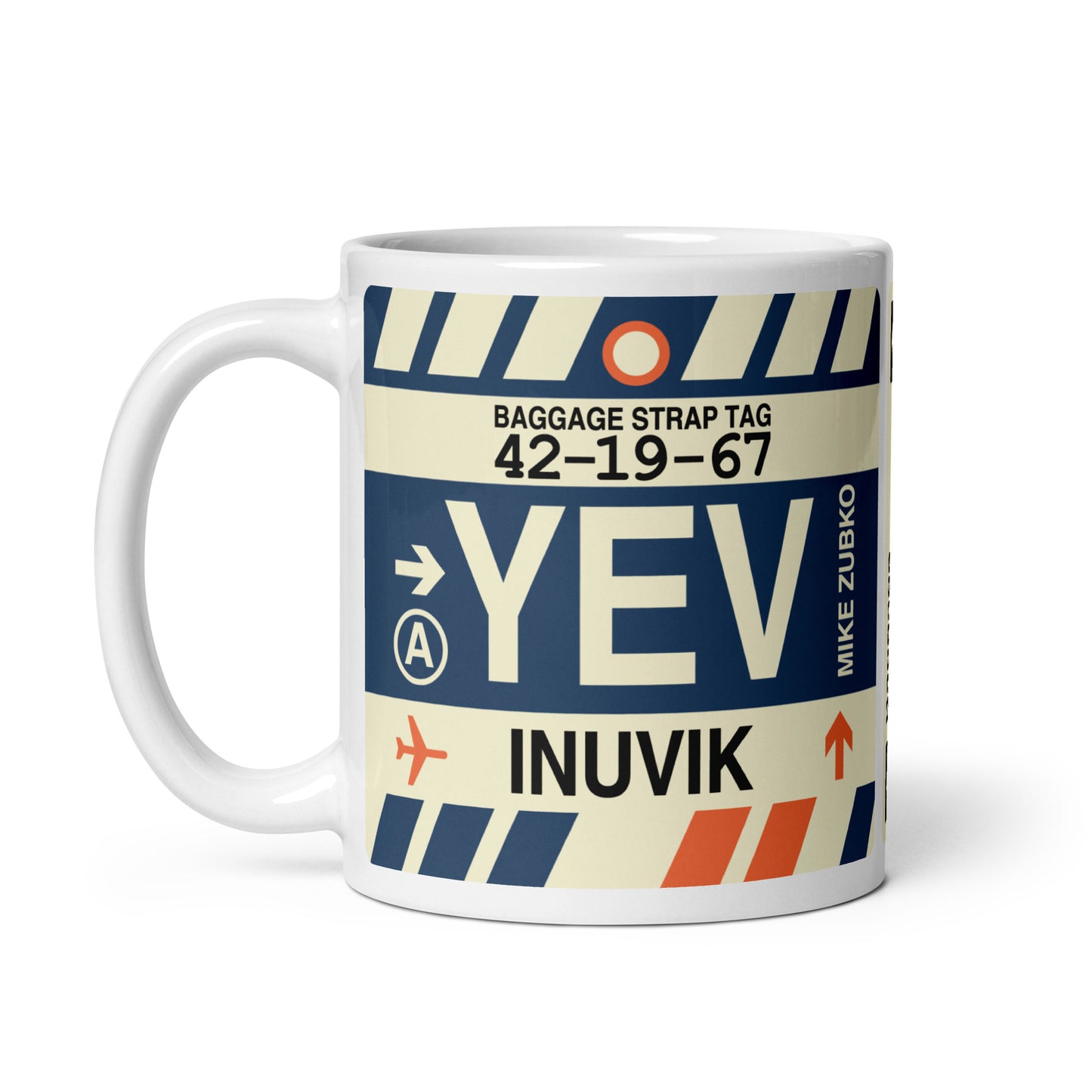 YEV Inuvik Coffee Mug • Jet Age Baggage Tag Design • YHM Designs - Image 02