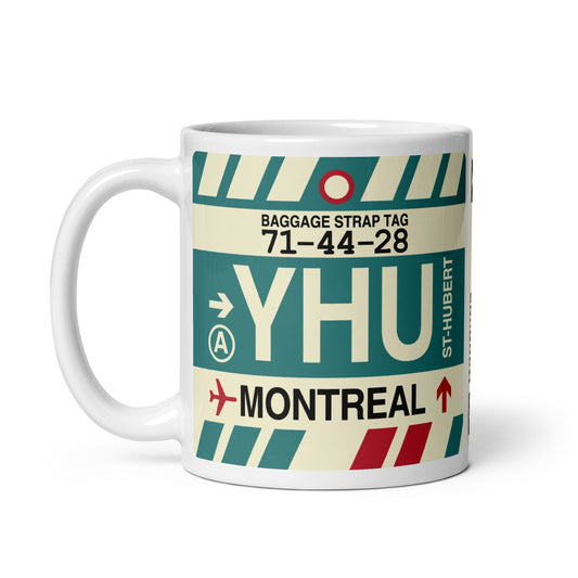 YHU Montreal Coffee Mug • Jet Age Baggage Tag Design • YHM Designs - Image 02