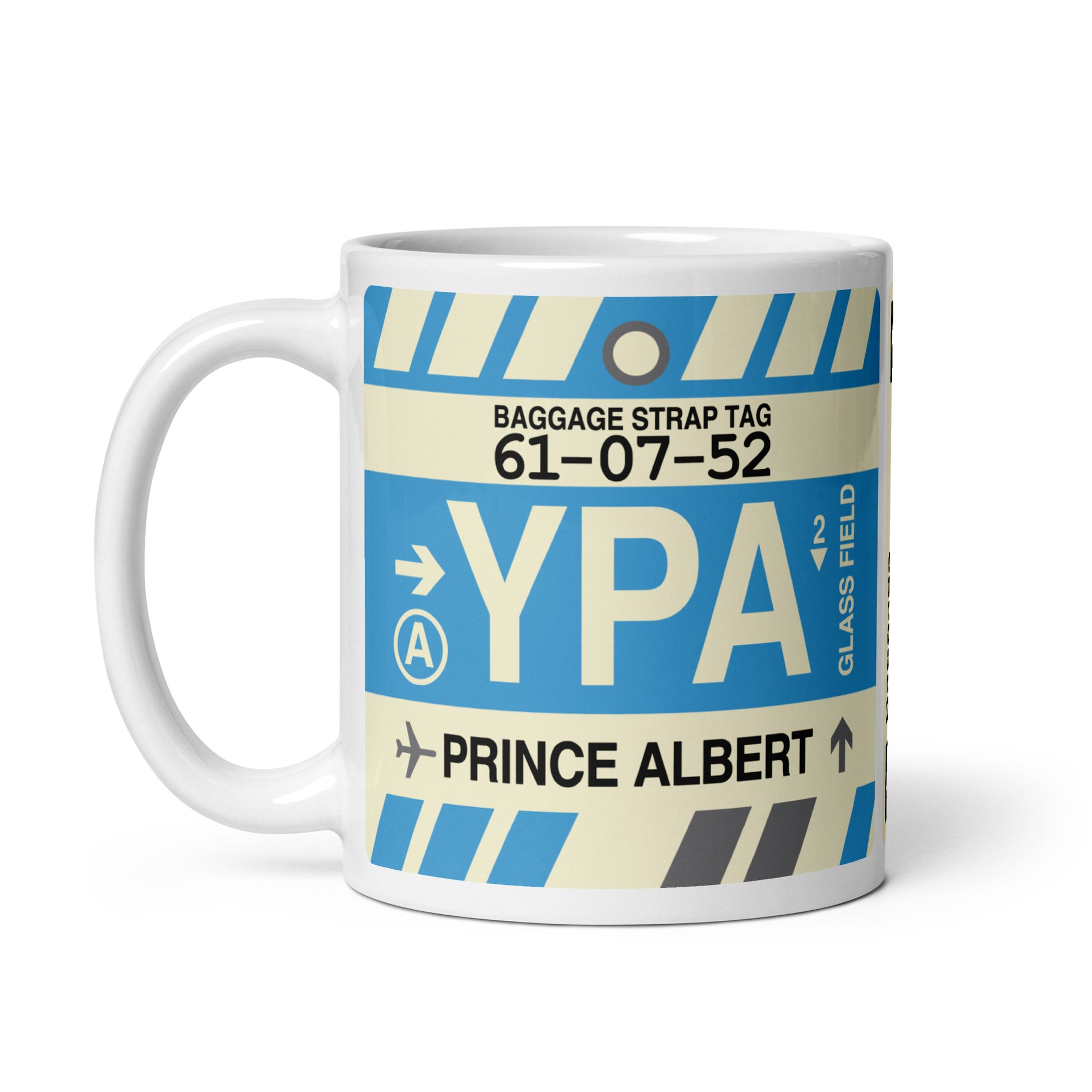 YPA Prince Albert Coffee Mug • Jet Age Baggage Tag Design • YHM Designs - Image 02