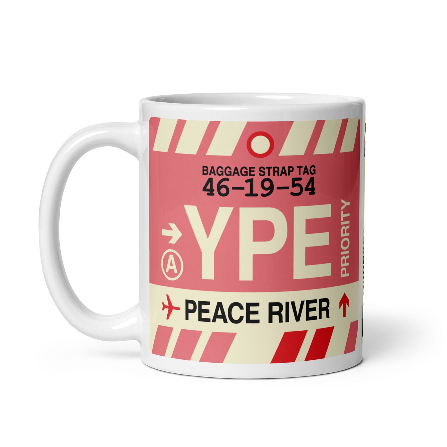YPE Peace River Coffee Mug • Jet Age Baggage Tag Design • YHM Designs - Image 02