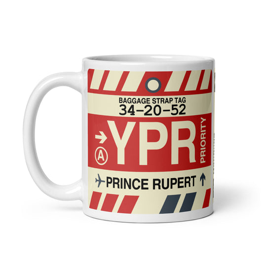 YPR Prince Rupert Coffee Mug • Jet Age Baggage Tag Design • YHM Designs - Image 02