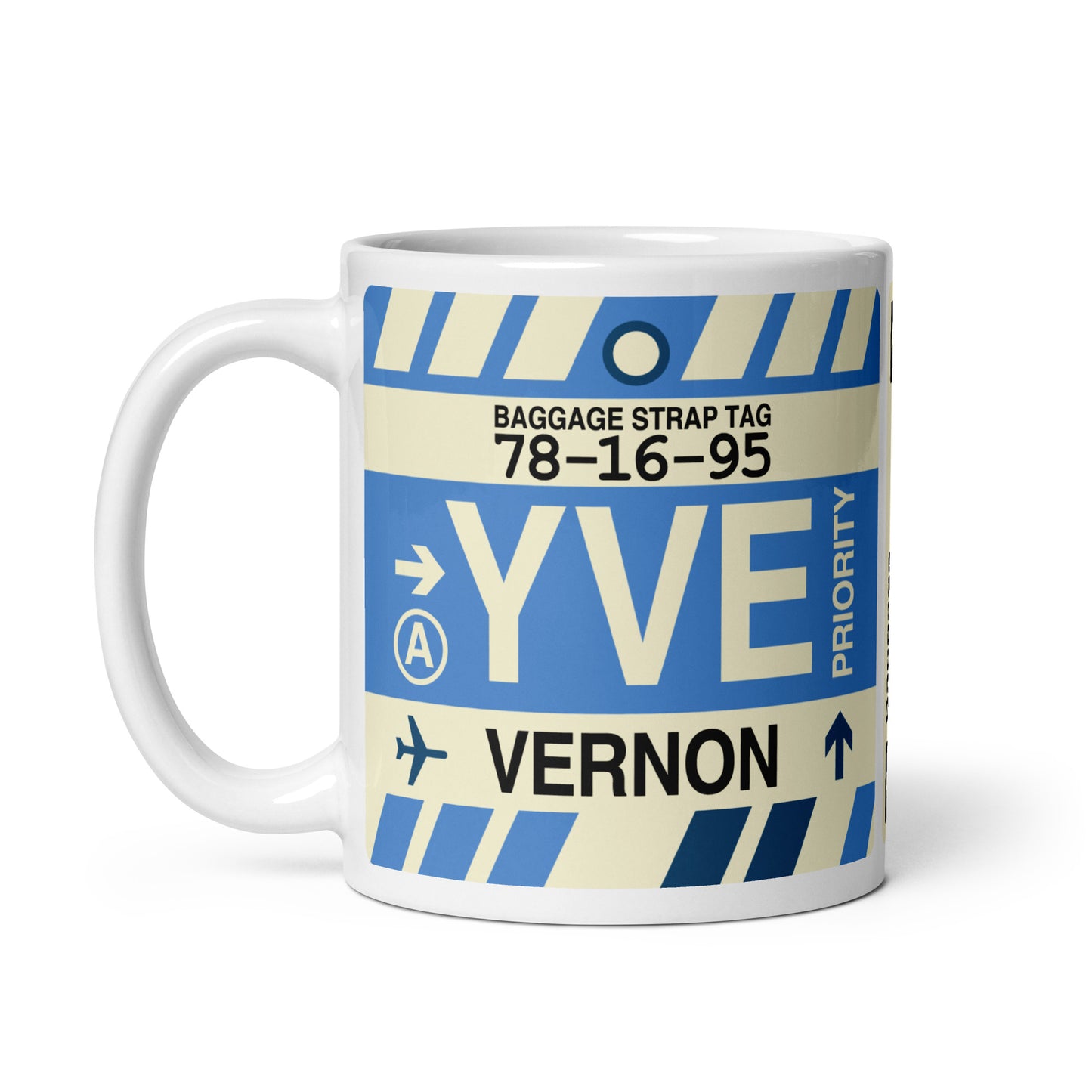 YVE Vernon Coffee Mug • Jet Age Baggage Tag Design • YHM Designs - Image 02