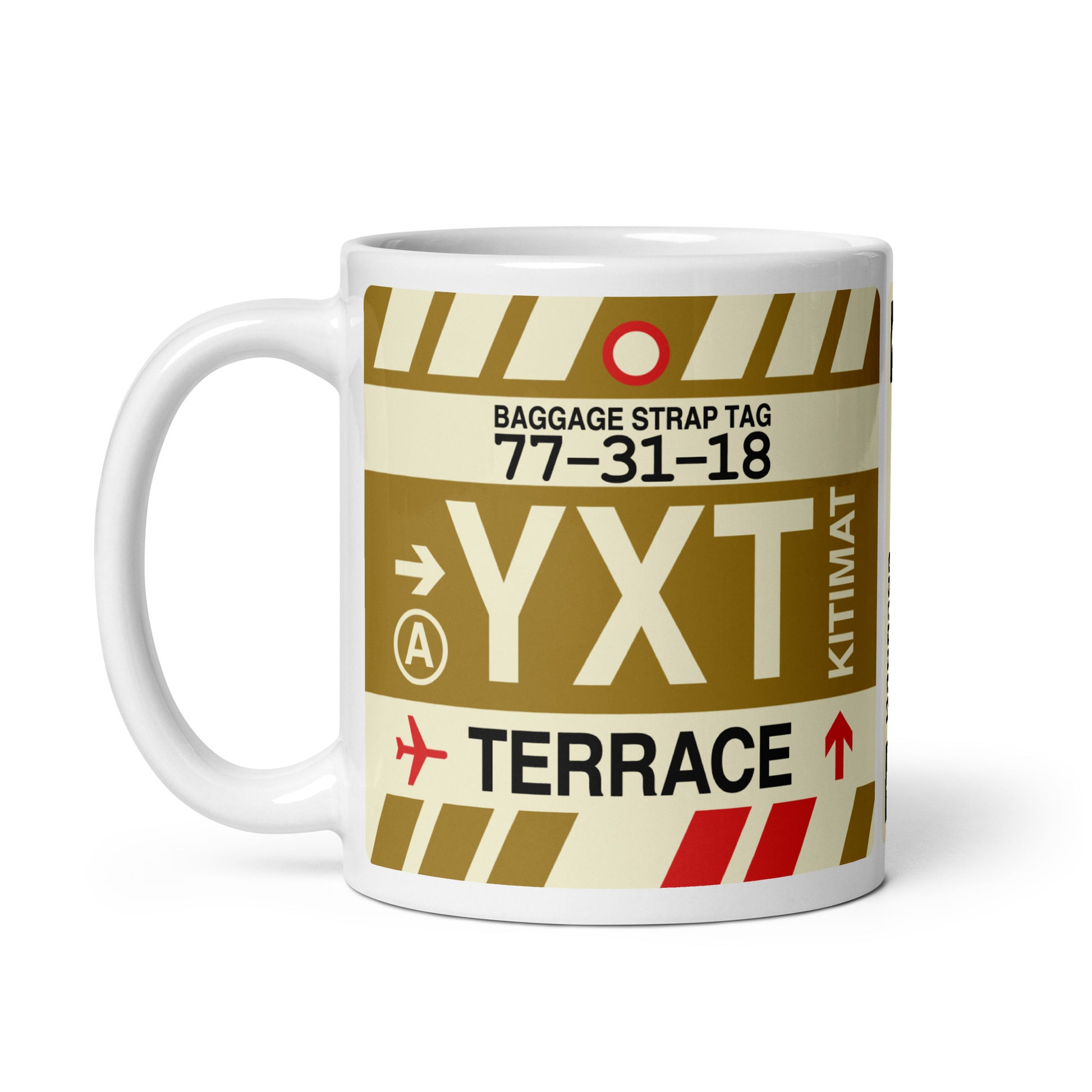 YXT Terrace Coffee Mug • Jet Age Baggage Tag Design • YHM Designs - Image 02