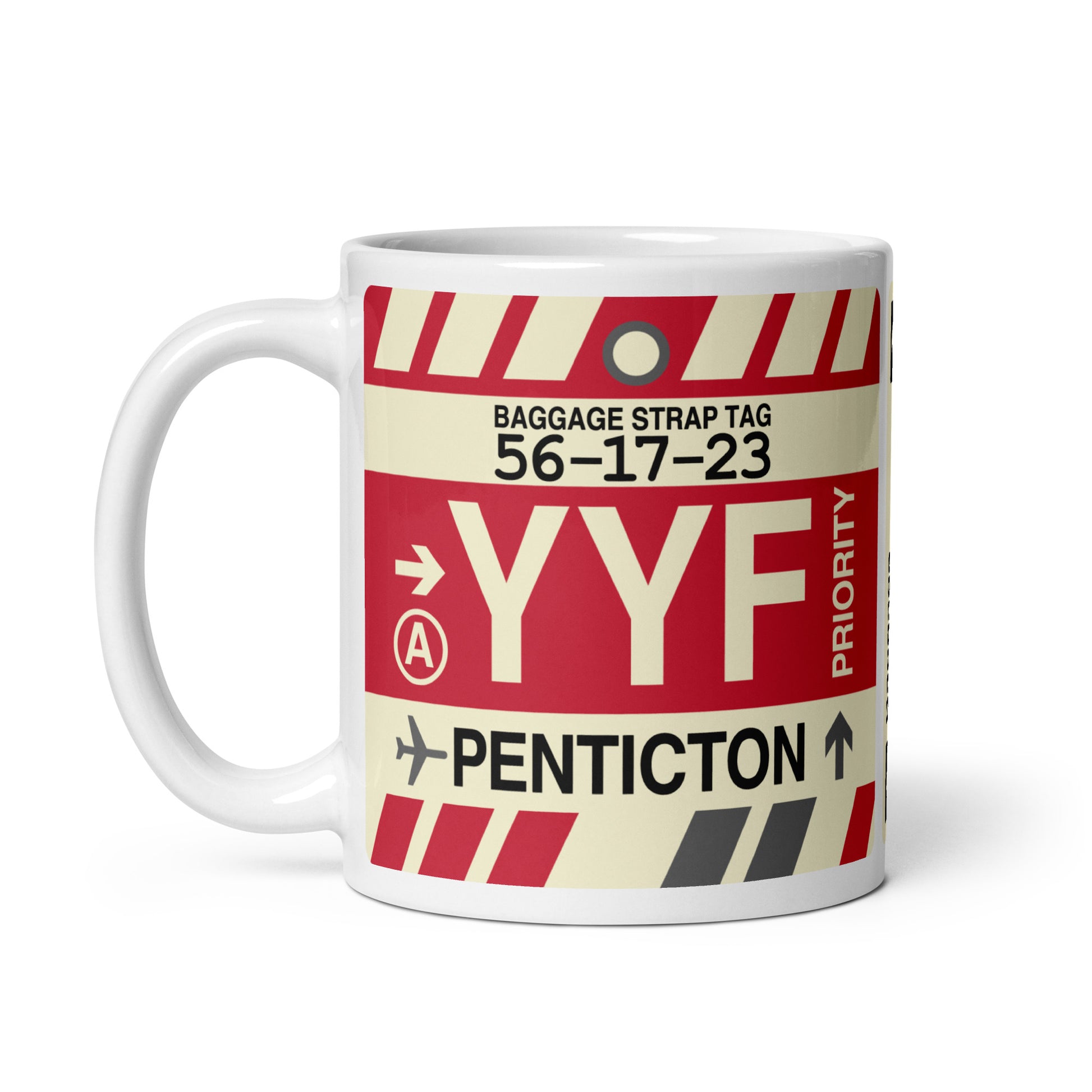 YYF Penticton Coffee Mug • Jet Age Baggage Tag Design • YHM Designs - Image 02