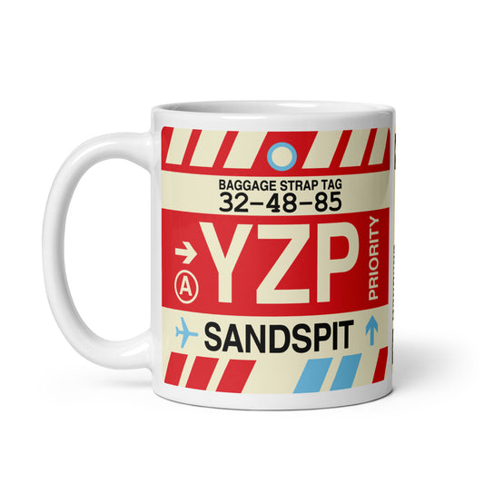 YZP Sandspit Coffee Mug • Jet Age Baggage Tag Design • YHM Designs - Image 02
