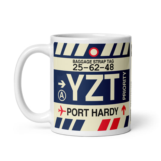 YZT Port Hardy Coffee Mug • Jet Age Baggage Tag Design • YHM Designs - Image 02
