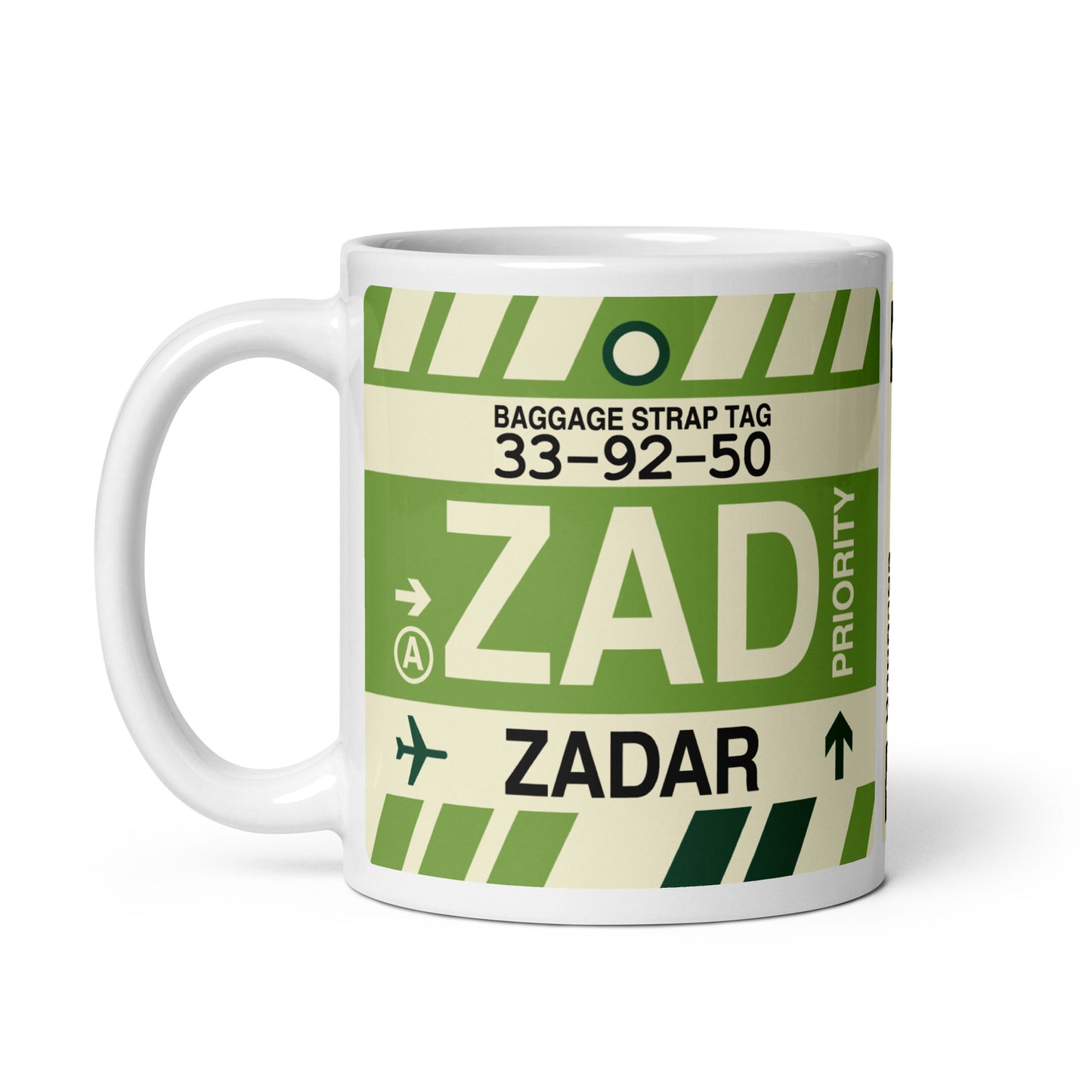 ZAD Zadar Coffee Mug • Jet Age Baggage Tag Design • YHM Designs - Image 02