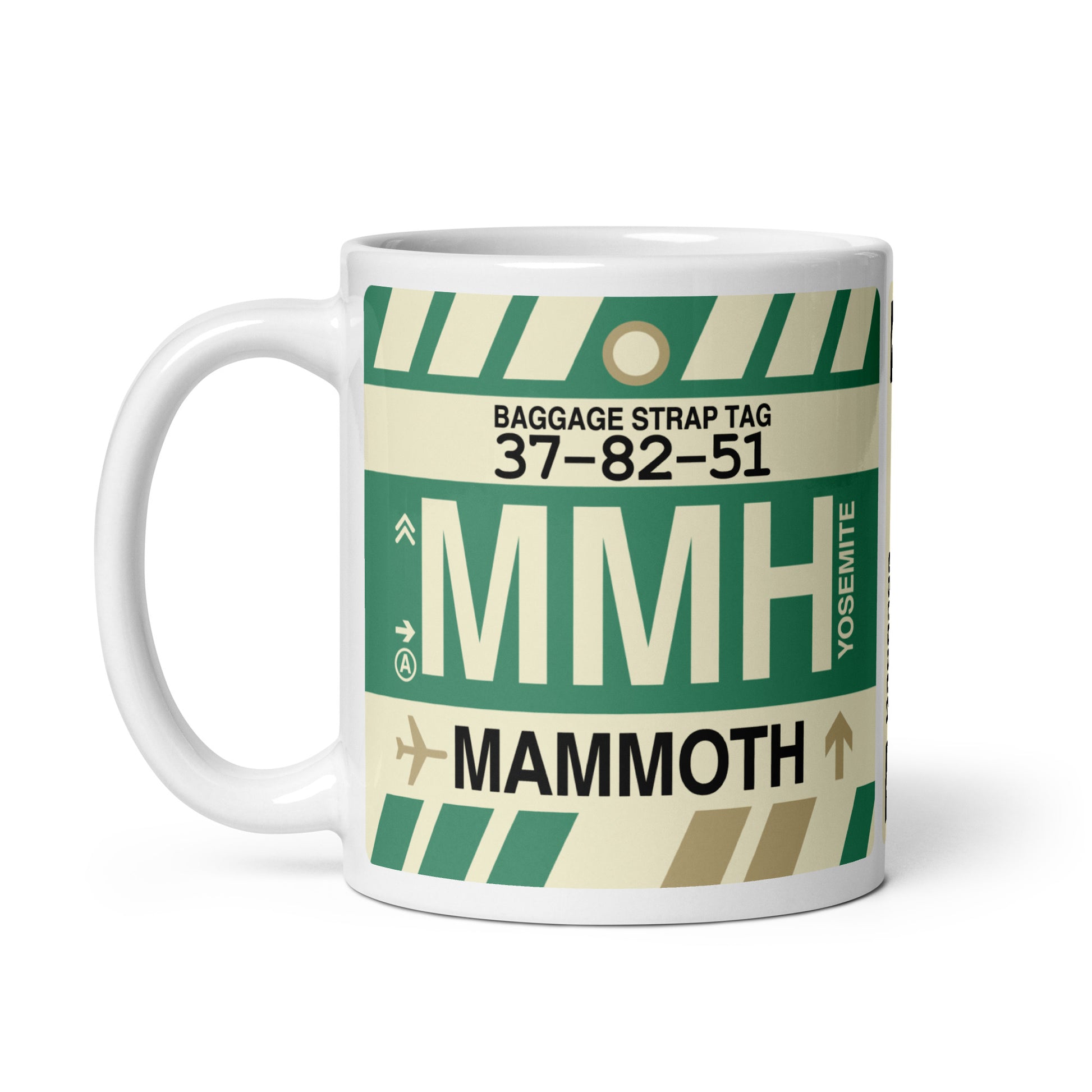 MMH Mammoth Lakes Coffee Mug • Jet Age Baggage Tag Design • YHM Designs - Image 02