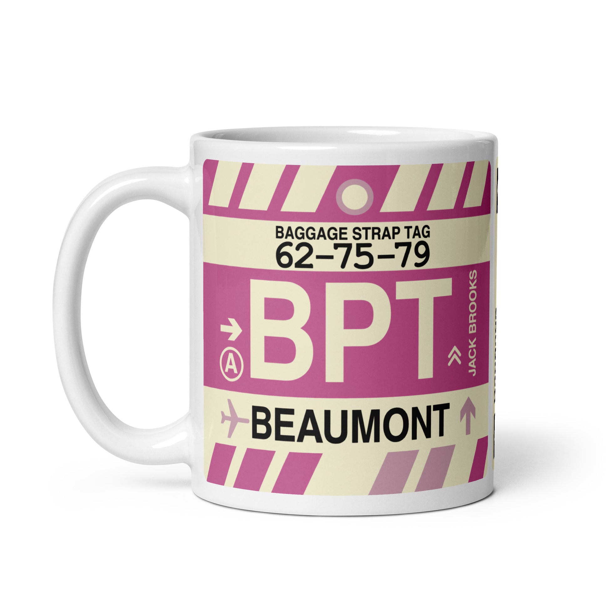 BPT Beaumont Coffee Mug • Jet Age Baggage Tag Design • YHM Designs - Image 02