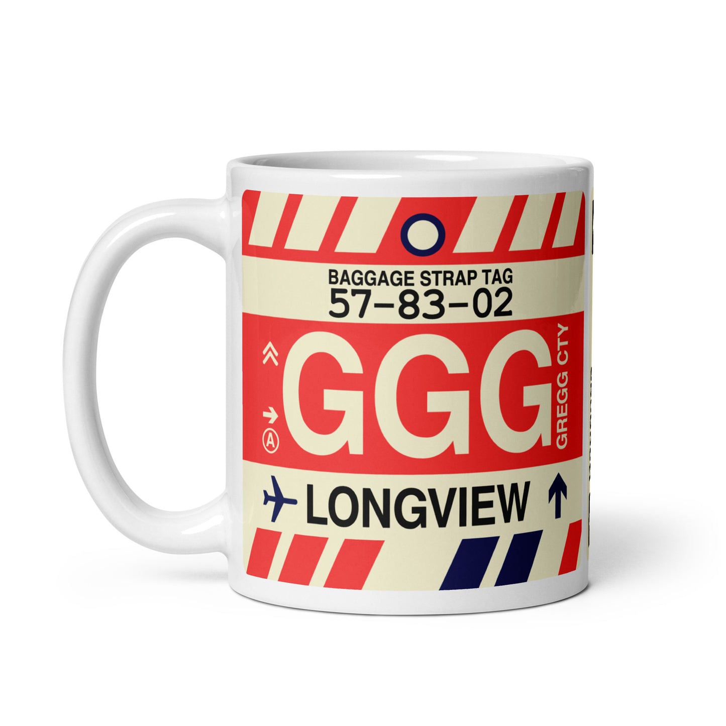 GGG Longview Coffee Mug • Jet Age Baggage Tag Design • YHM Designs - Image 02