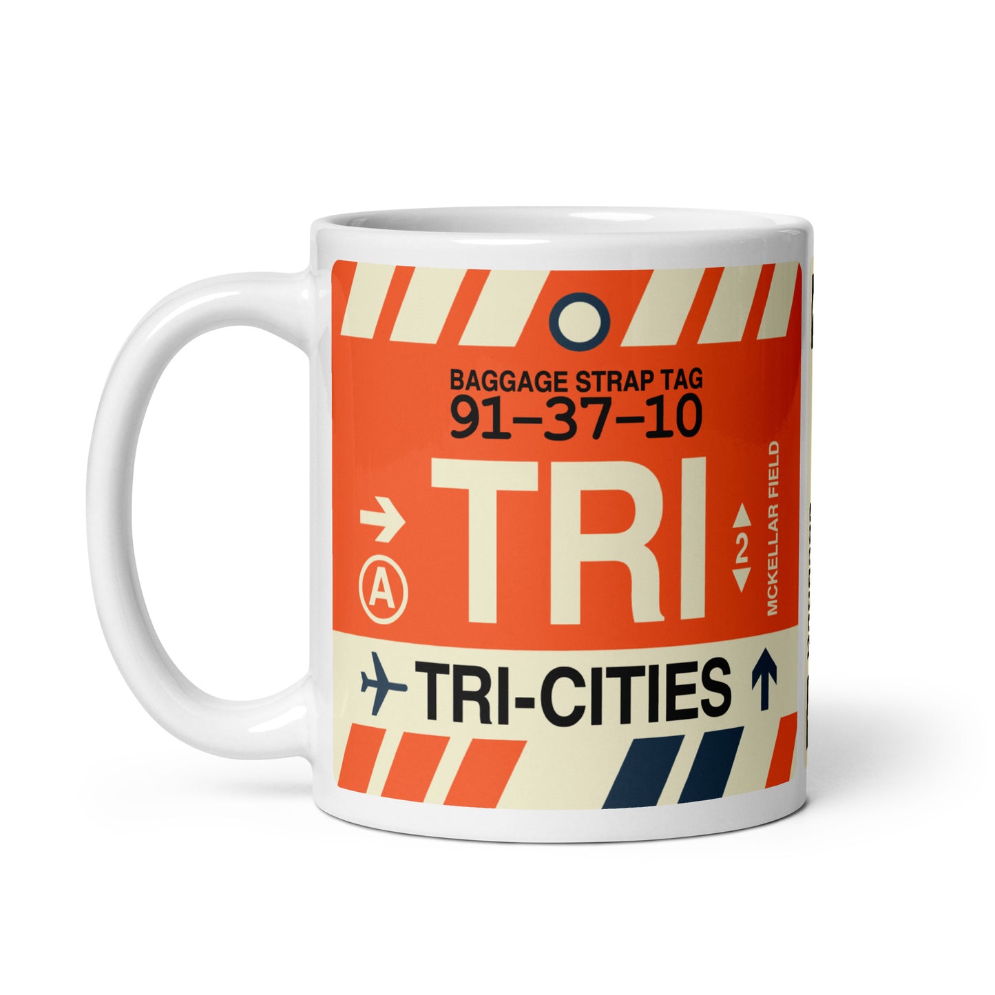 TRI Tri-Cities Coffee Mug • Jet Age Baggage Tag Design • YHM Designs - Image 02