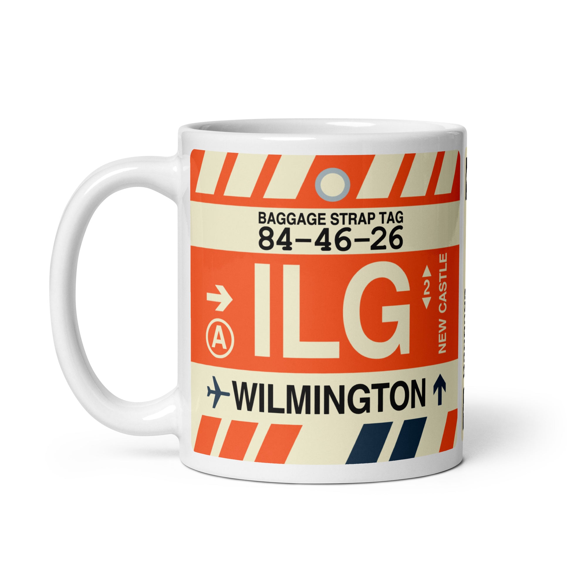 ILG Wilmington Coffee Mug • Jet Age Baggage Tag Design • YHM Designs - Image 02