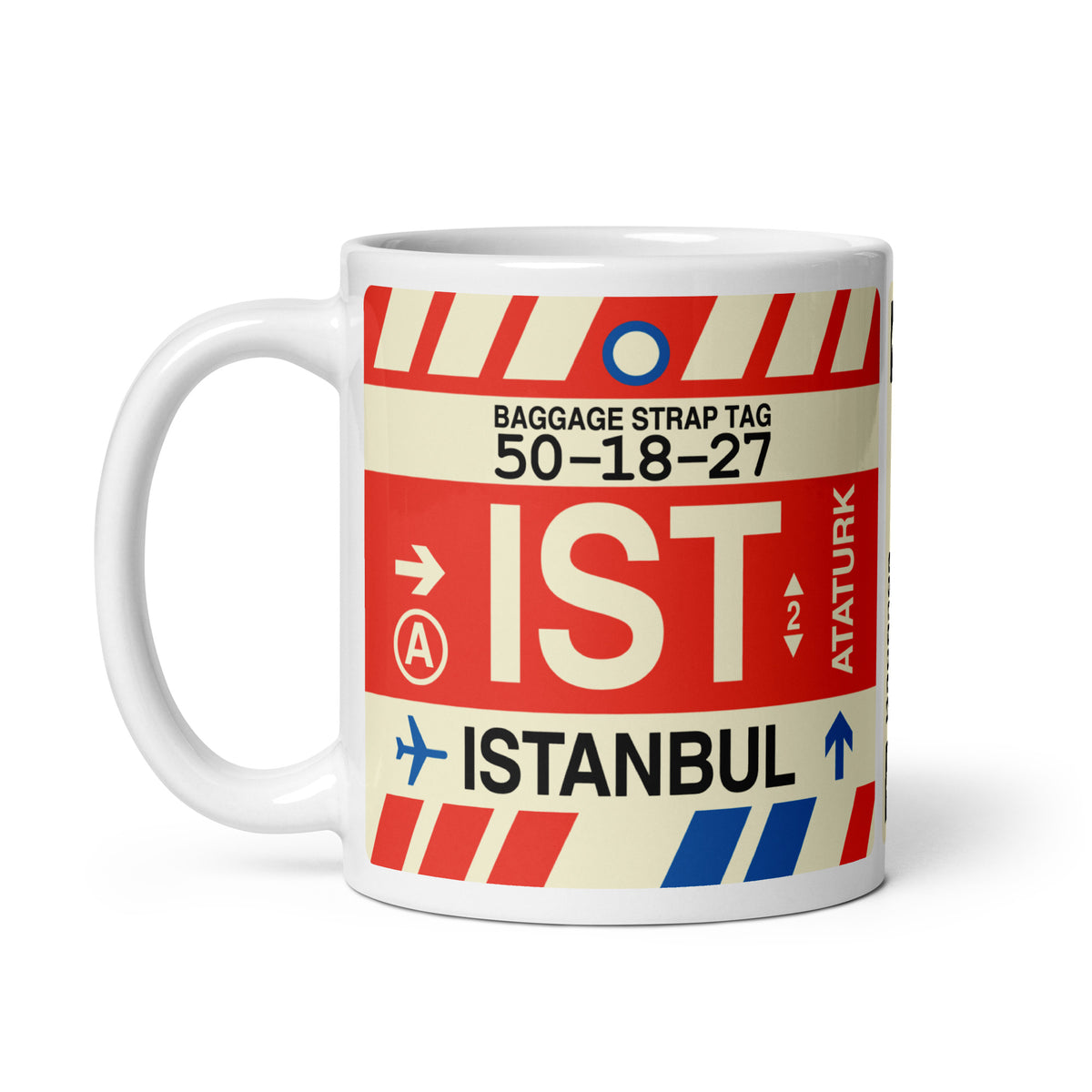 IST Istanbul Coffee Mug • Jet Age Baggage Tag Design • YHM Designs - Image 02