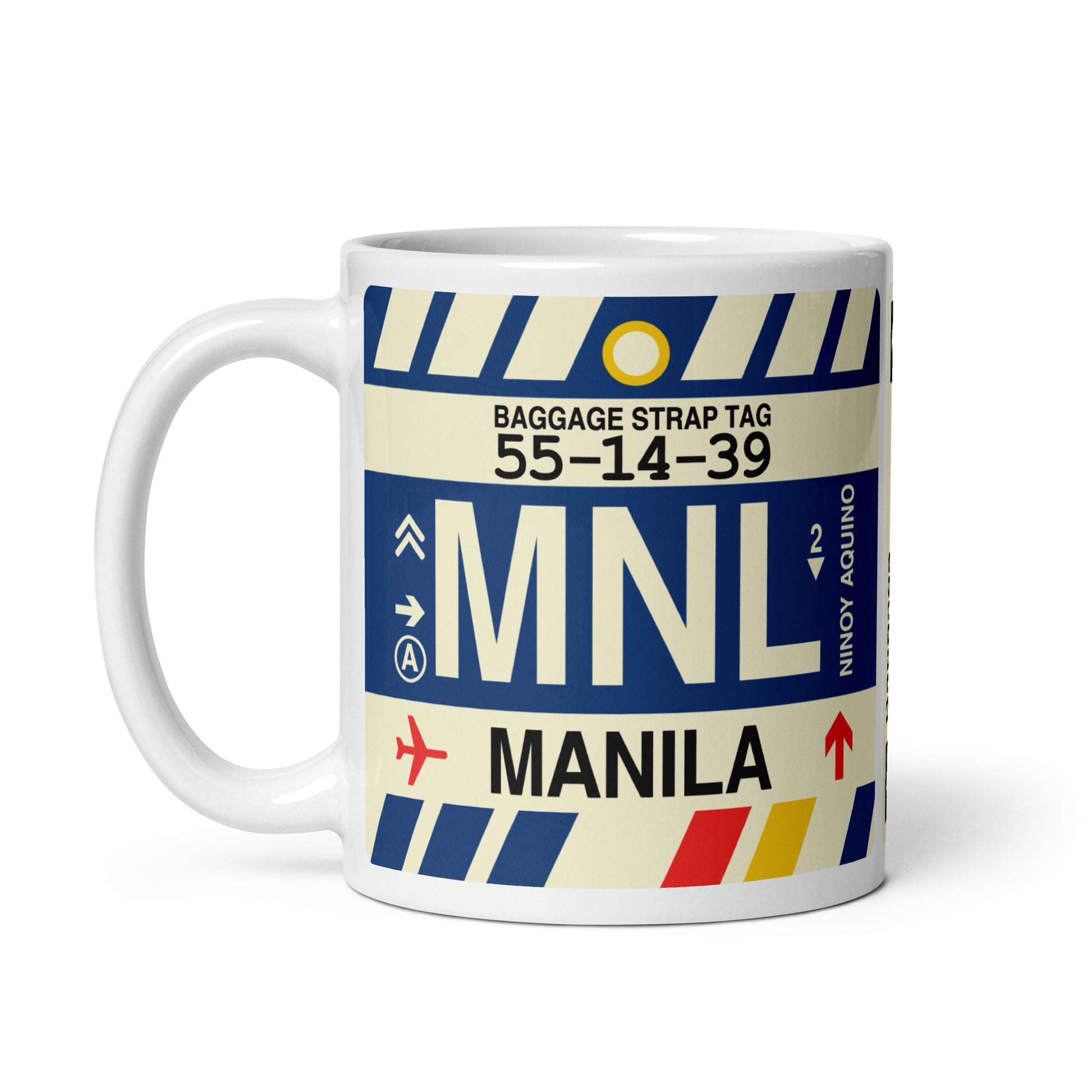 MNL Manila Coffee Mug • Jet Age Baggage Tag Design • YHM Designs - Image 02