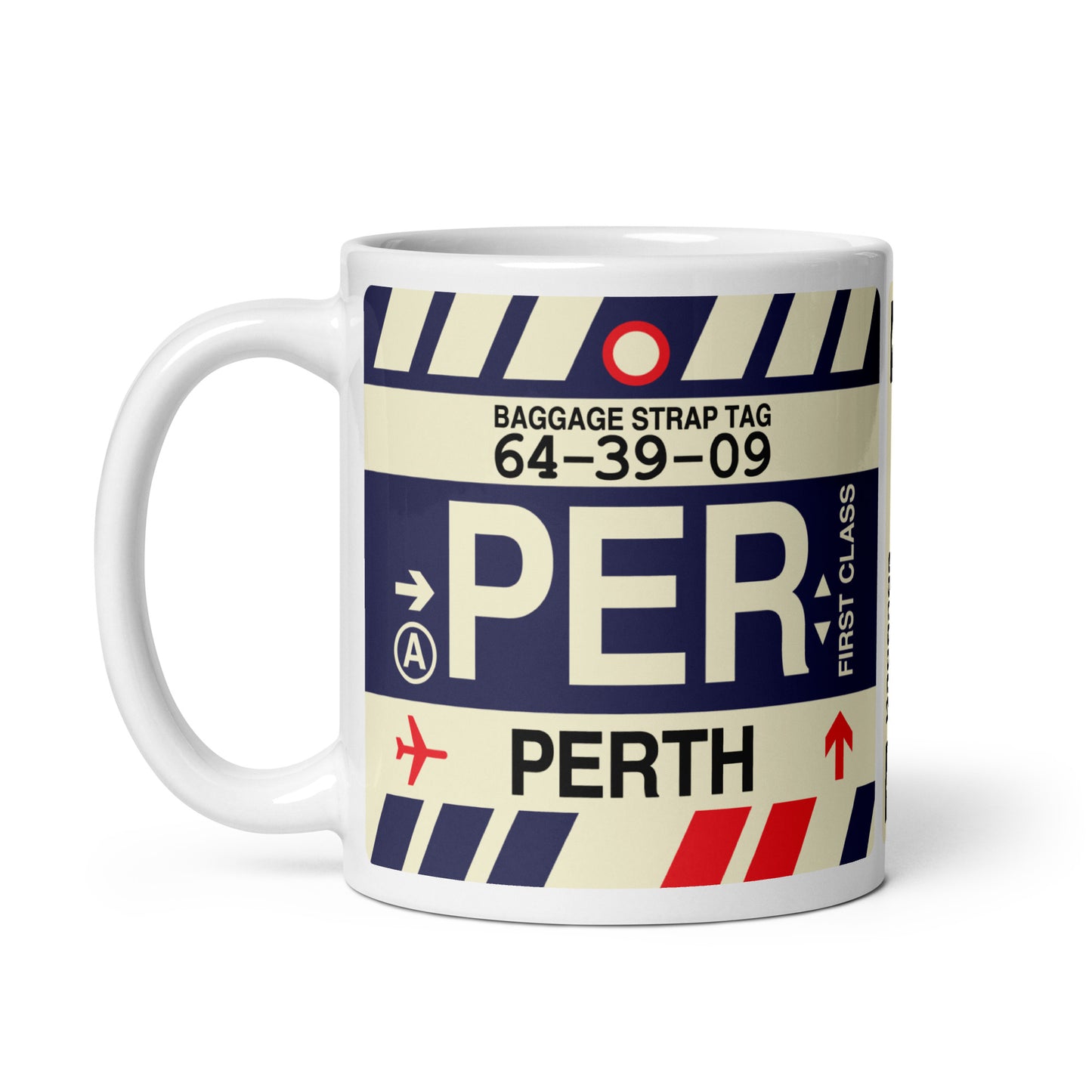 PER Perth Coffee Mug • Jet Age Baggage Tag Design • YHM Designs - Image 02
