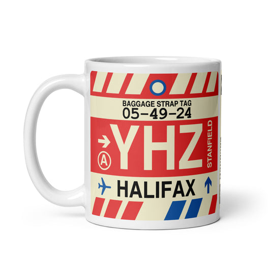 YHZ Halifax Coffee Mug • Jet Age Baggage Tag Design • YHM Designs - Image 02