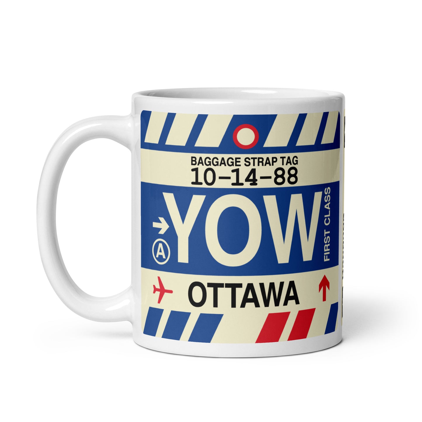YOW Ottawa Coffee Mug • Jet Age Baggage Tag Design • YHM Designs - Image 02