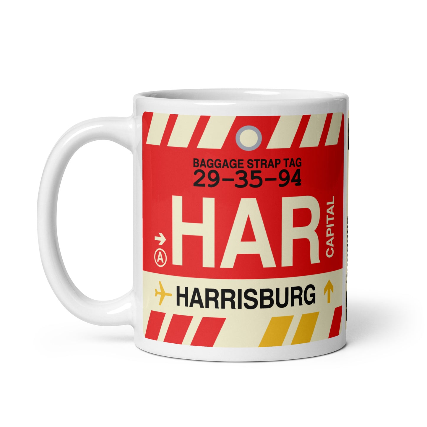 HAR Harrisburg Coffee Mug • Jet Age Baggage Tag Design • YHM Designs - Image 02