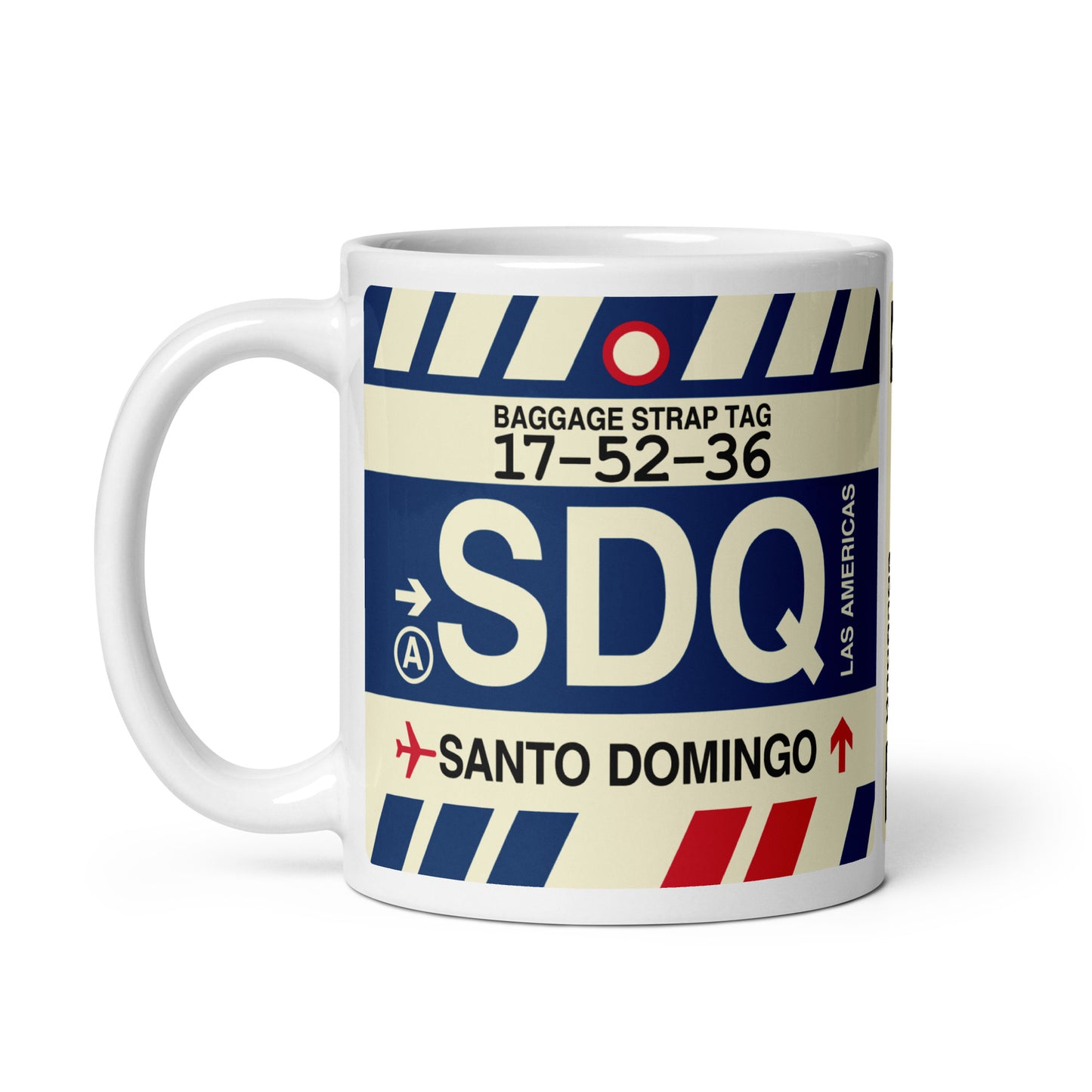 SDQ Santo Domingo Coffee Mug • Jet Age Baggage Tag Design • YHM Designs - Image 02