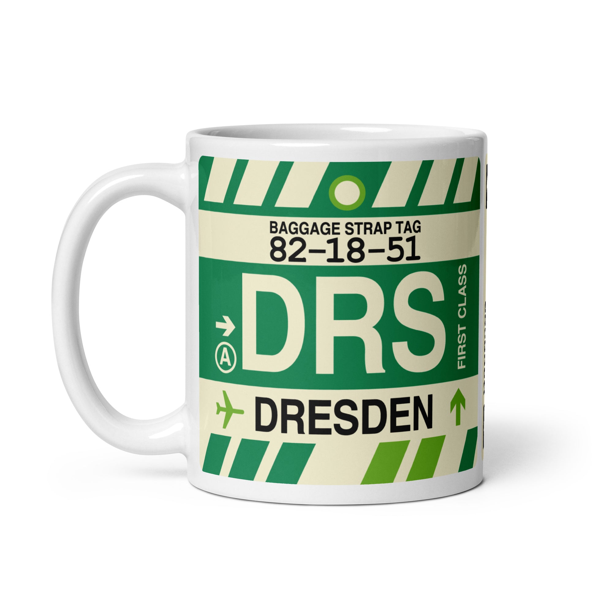 DRS Dresden Coffee Mug • Jet Age Baggage Tag Design • YHM Designs - Image 02