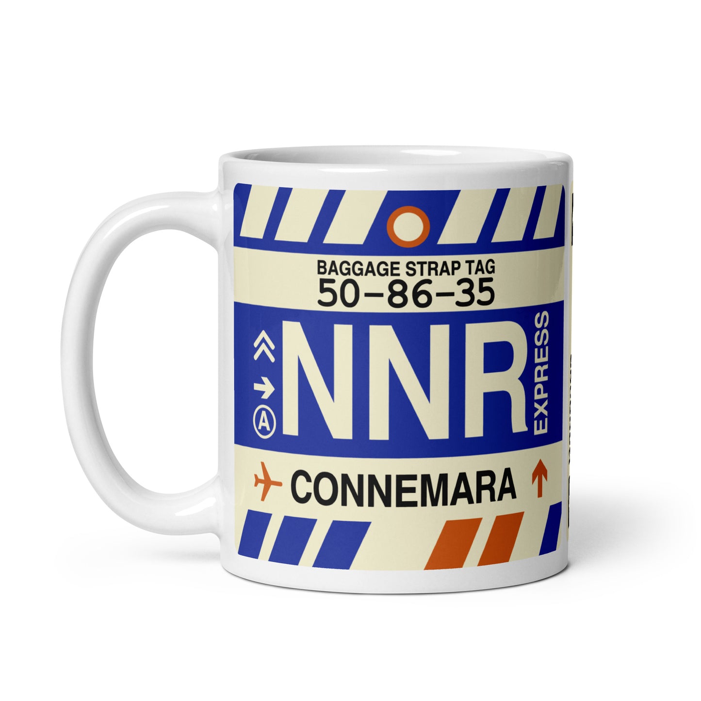NNR Connemara Coffee Mug • Jet Age Baggage Tag Design • YHM Designs - Image 02