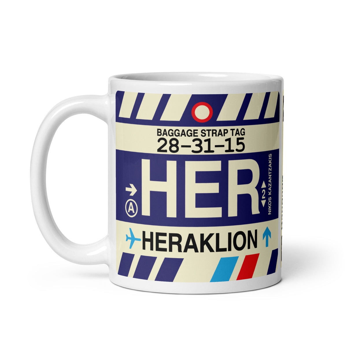 HER Heraklion Coffee Mug • Jet Age Baggage Tag Design • YHM Designs - Image 02