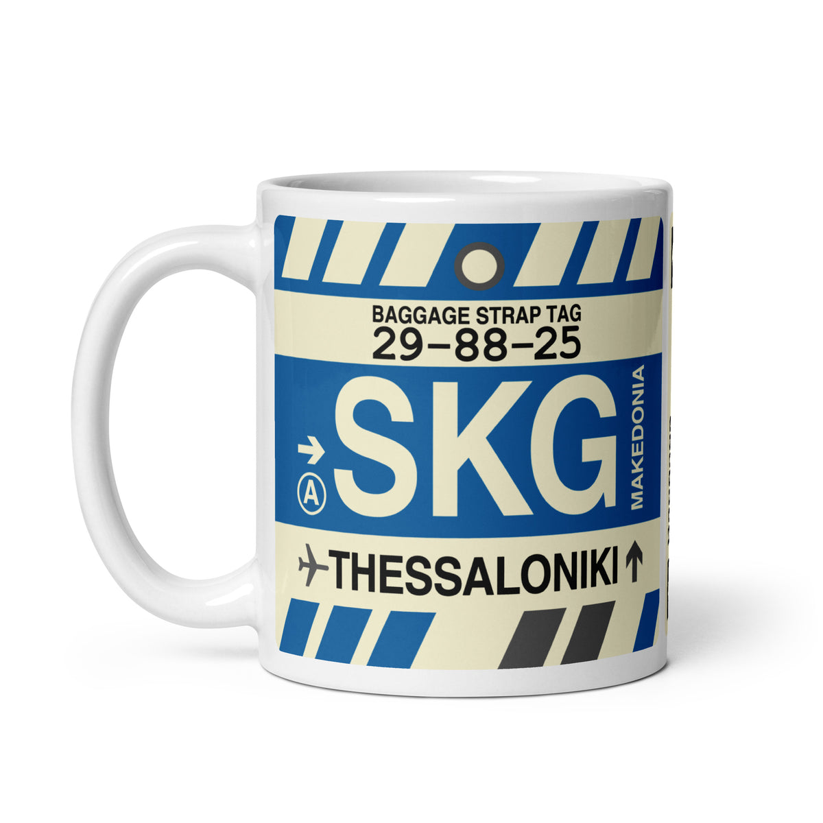 SKG Thessaloniki Coffee Mug • Jet Age Baggage Tag Design • YHM Designs - Image 02