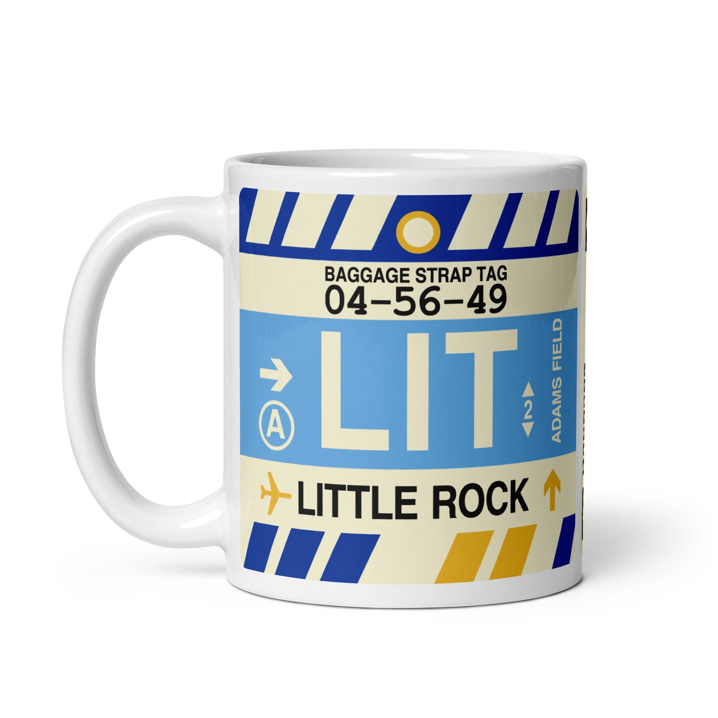 LIT Little Rock Coffee Mug • Jet Age Baggage Tag Design • YHM Designs - Image 02