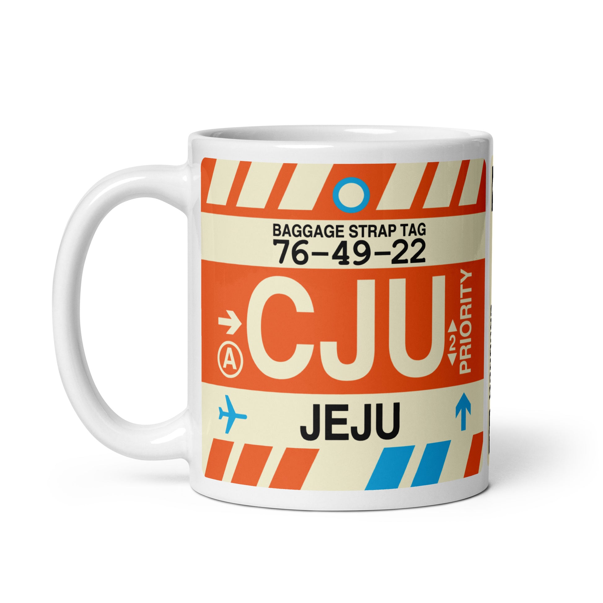 CJU Jeju Coffee Mug • Jet Age Baggage Tag Design • YHM Designs - Image 02