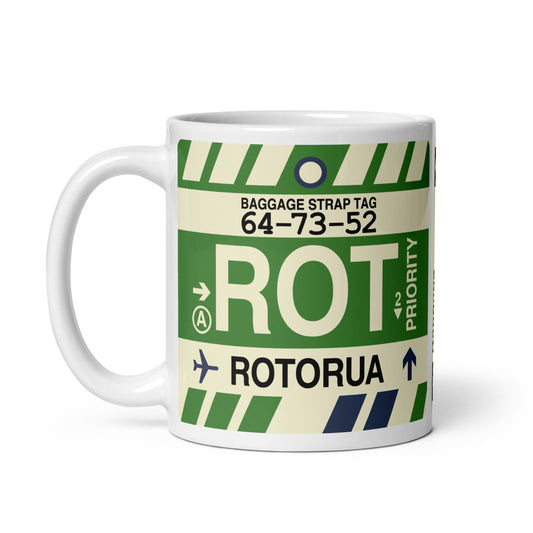 ROT Rotorua Coffee Mug • Jet Age Baggage Tag Design • YHM Designs - Image 02