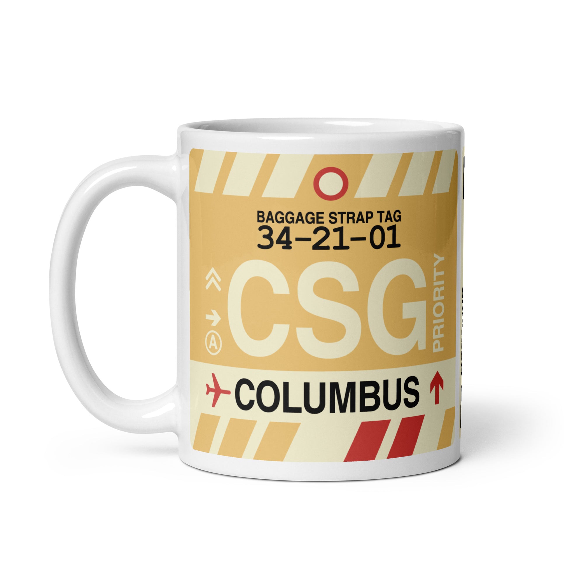 CSG Columbus Coffee Mug • Jet Age Baggage Tag Design • YHM Designs - Image 02