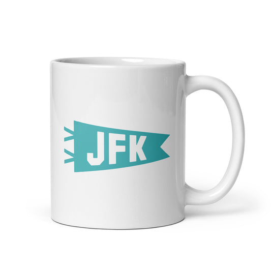Cool Travel Gift Coffee Mug - Viking Blue • JFK New York City • YHM Designs - Image 01