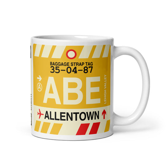 ABE Allentown Coffee Mug • Jet Age Baggage Tag Design • YHM Designs - Image 01