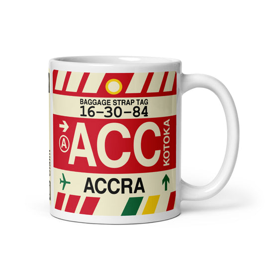 ACC Accra Coffee Mug • Jet Age Baggage Tag Design • YHM Designs - Image 01