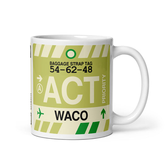 ACT Waco Coffee Mug • Jet Age Baggage Tag Design • YHM Designs - Image 01
