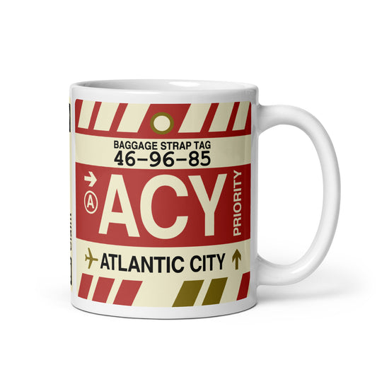 ACY Atlantic City Coffee Mug • Jet Age Baggage Tag Design • YHM Designs - Image 01