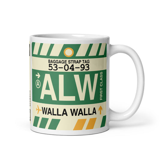 ALW Walla Walla Coffee Mug • Jet Age Baggage Tag Design • YHM Designs - Image 01