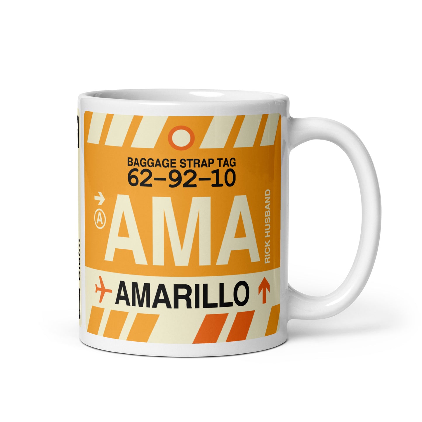 AMA Amarillo Coffee Mug • Jet Age Baggage Tag Design • YHM Designs - Image 01