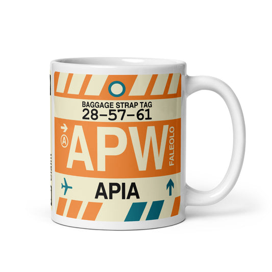 APW Apia Coffee Mug • Jet Age Baggage Tag Design • YHM Designs - Image 01