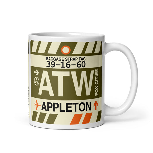 ATW Appleton Coffee Mug • Jet Age Baggage Tag Design • YHM Designs - Image 01
