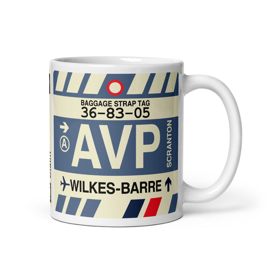 AVP Wilkes-Barre Scranton Coffee Mug • Jet Age Baggage Tag Design • YHM Designs - Image 01
