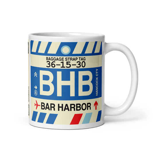 BHB Bar Harbor Coffee Mug • Jet Age Baggage Tag Design • YHM Designs - Image 01