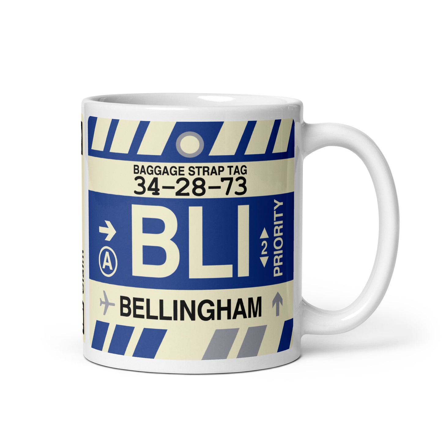 BLI Bellingham Coffee Mug • Jet Age Baggage Tag Design • YHM Designs - Image 01