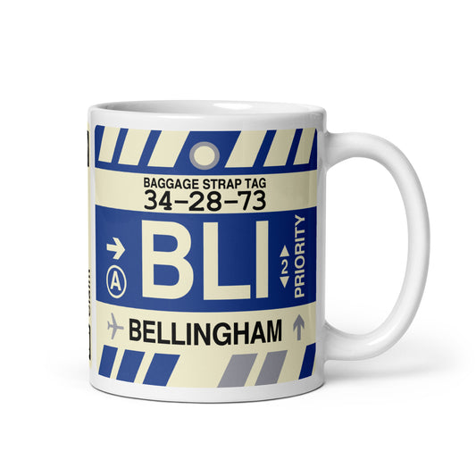 BLI Bellingham Coffee Mug • Jet Age Baggage Tag Design • YHM Designs - Image 01