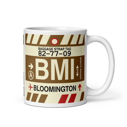 BMI Bloomington Coffee Mug • Jet Age Baggage Tag Design • YHM Designs - Image 01