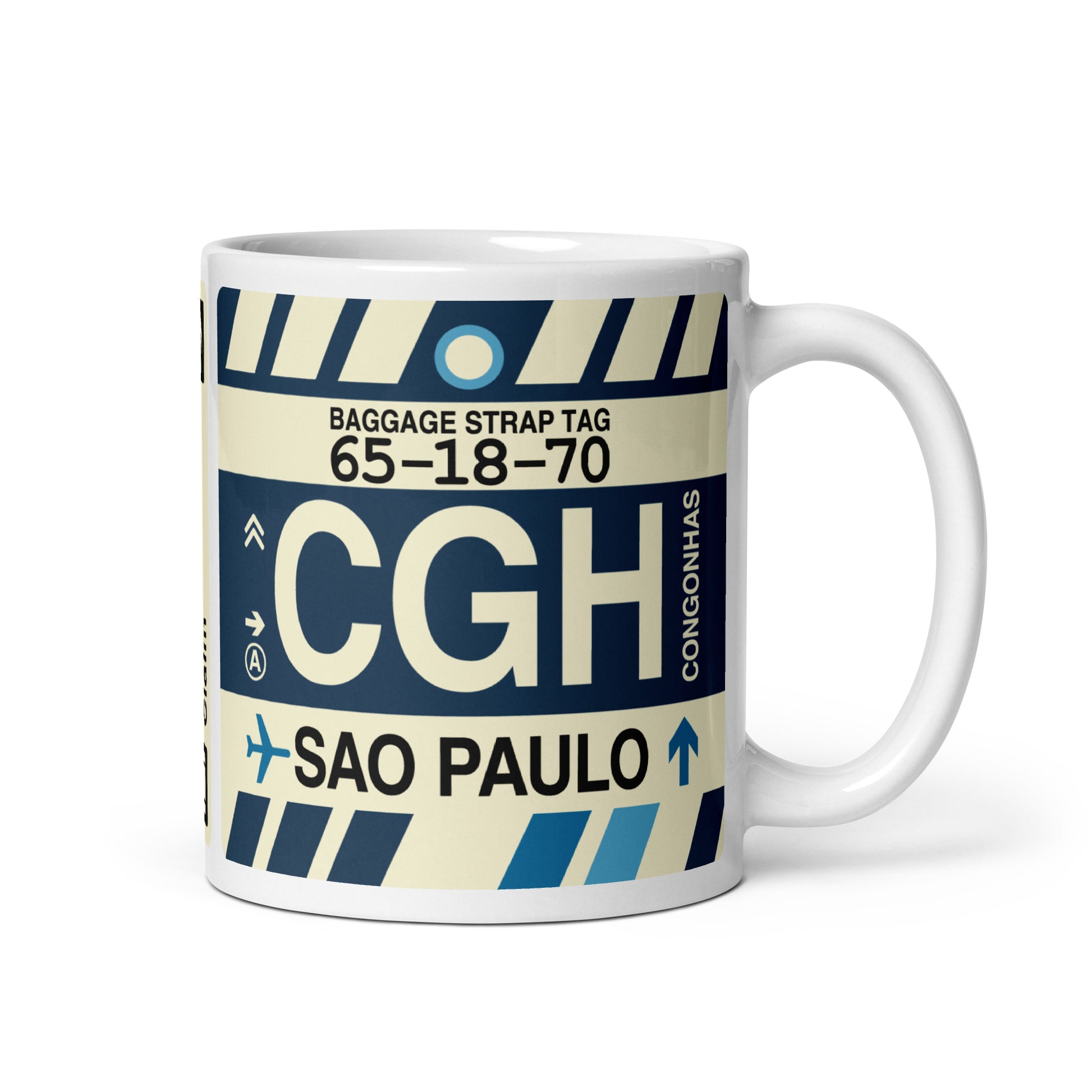 CGH Sao Paulo Coffee Mug • Jet Age Baggage Tag Design • YHM Designs - Image 01