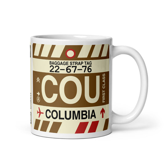 COU Columbia Coffee Mug • Jet Age Baggage Tag Design • YHM Designs - Image 01