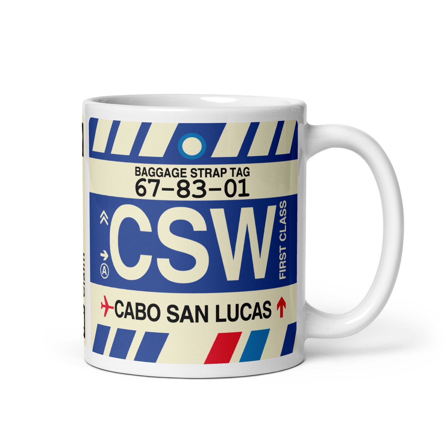 CSW Cabo San Lucas Coffee Mug • Jet Age Baggage Tag Design • YHM Designs - Image 01