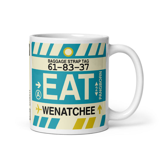 EAT Wenatchee Coffee Mug • Jet Age Baggage Tag Design • YHM Designs - Image 01