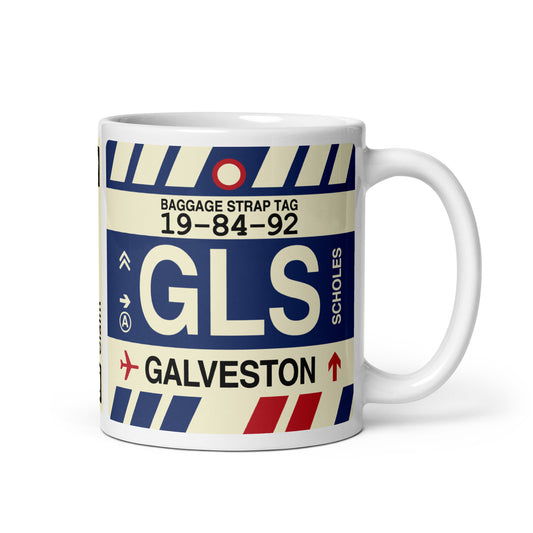 GLS Galveston Coffee Mug • Jet Age Baggage Tag Design • YHM Designs - Image 01